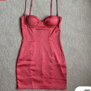 OH POLLY WOMENS DRESS, CORAL PINK. RHINESTONES, Size 2